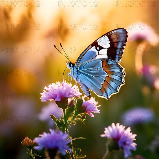 Sitting in a blooming garden expressing summer wildlife, AI generated