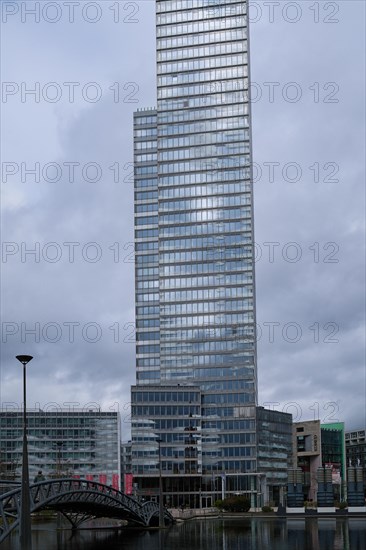 Building and bridge in the Mediapark, Cologne, Germany, Europe