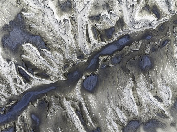 Mud pot, Fjallabak Nature Reserve, drone shot, Sudurland, Iceland, Europe