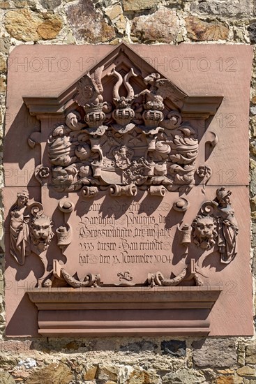 Memorial plaque for Landgrave Philip the Magnanimous, relief in sandstone, New Palace, Justus Liebig University JLU, Old Town, Giessen, Giessen, Hesse, Germany, Europe
