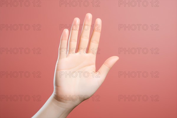 Woman's hand in stop pose. KI generiert, generiert, AI generated