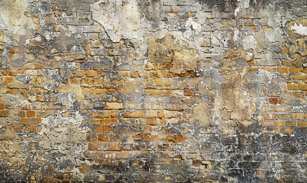 Old brick wall with patterns of peeling paint and rich textures AI generated