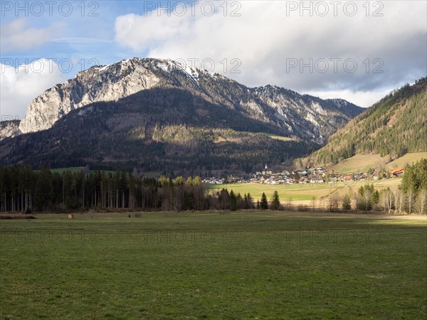 Mountain panorama, Berg Messnerin, Oberort, municipality of Tragoess-St. Katharein, Styria, Austria, Europe
