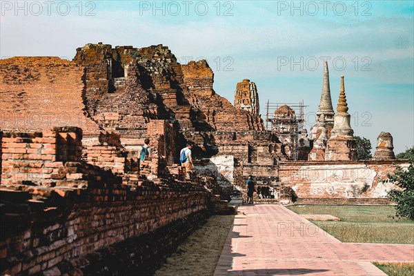 Ancient ruins in Ayutthaya Historical Park, a famous tourist attraction in old city of Ayutthaya, Phra Nakhon Si Ayutthaya Province, Thailand, Asia