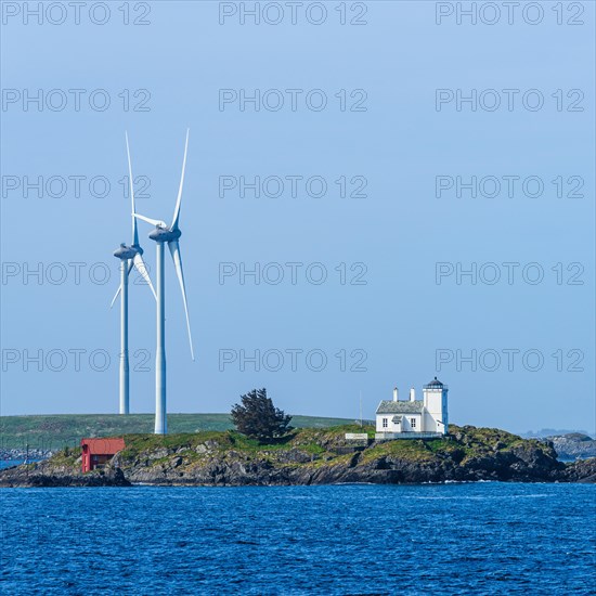 Windmills over Fjord, HAUGESUND, North Sea in Rogaland County, Akrafjord, Norway, Europe