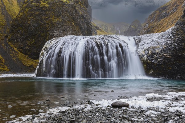 Stjornarfoss waterfall, near Kirkjubaejarklaustur, Sudurland, Iceland, Europe