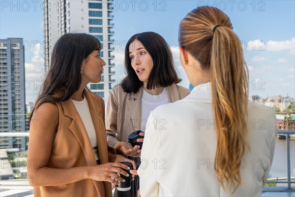 Two employees are explaining to the boss why they are late coming back from their break