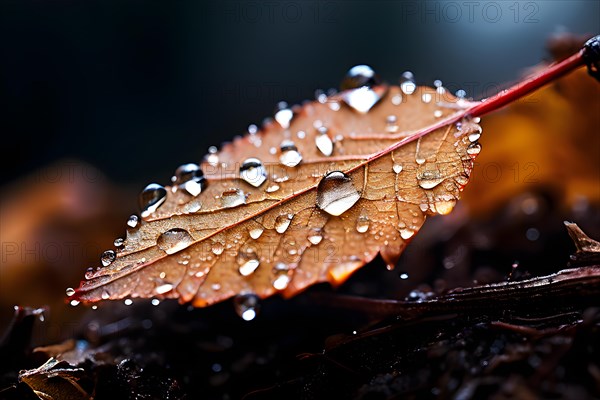 Ice forming intricate patterns on a leaf symbolizing the unexpected cold spells, AI generated