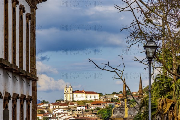 View of the historic city of Ouro Preto in Minas Gerais with its towers and churches, Ouro Preto, Minas Gerais, Brazil, South America