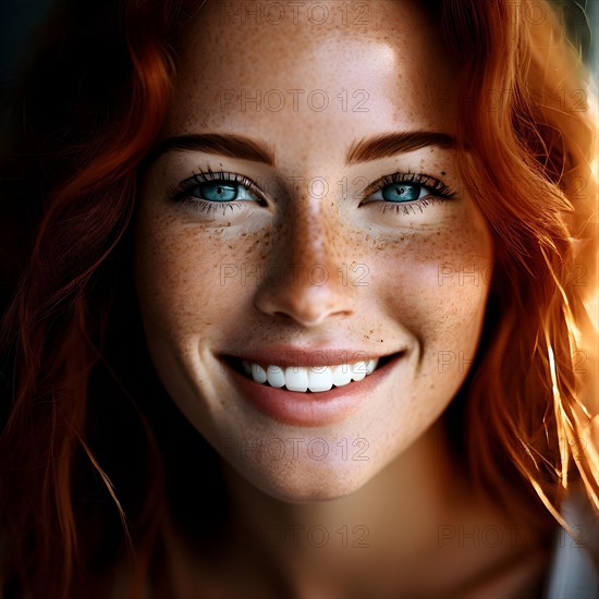 Face showing laughter lines freckles and the natural texture of skin, AI generated