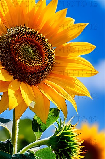 Sunflower in vibrant yellow colors, AI generated