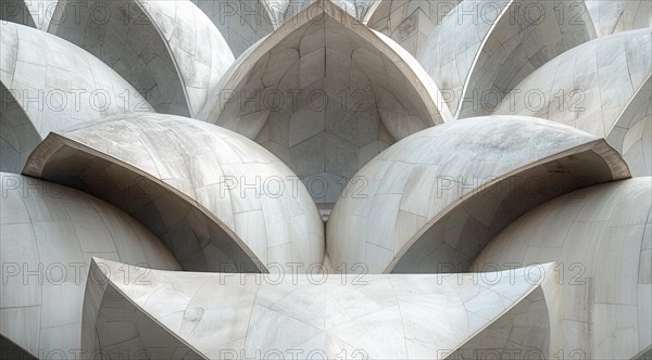 Abstract, curved architectural detail of Lotus temple in monochrome tones, ai generated, AI generated
