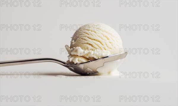 Ice cream scoop on white background, closeup AI generated