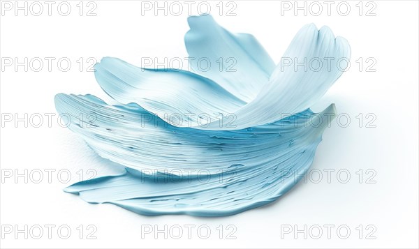 A light blue brush stroke forming a chamomile petal. Chamomile flower painted on white background AI generated