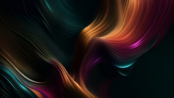 A vibrant abstract digital artwork with flowing swirls of cool-toned colors giving a sense of motion, AI generated