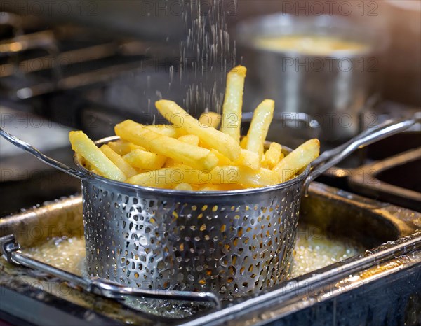 Food, Potato, Pommer Frites on the deep fryer, AI generated, AI generated