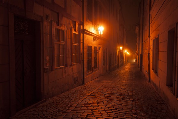 Old Town Prague. Alley at night