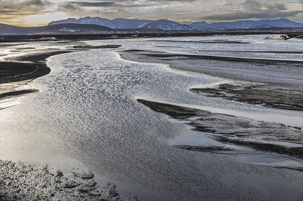 Overgrown river landscape in Fjallabak Nature Reserve, Sudurland, Iceland, Europe