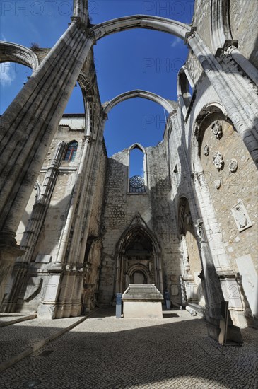 Lisbon city view, carmo convent, portugal