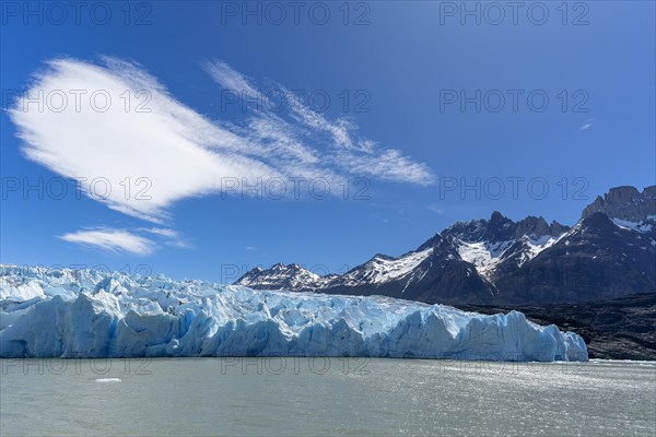 Glacier, floating ice, Lago Grey, Torres del Paine National Park, Parque Nacional Torres del Paine, Cordillera del Paine, Towers of the Blue Sky, Region de Magallanes y de la Antartica Chilena, Ultima Esperanza Province, UNESCO Biosphere Reserve, Patagonia, End of the World, Chile, South America