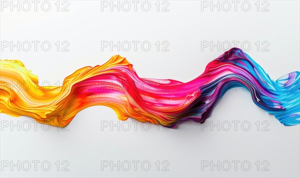 Multicolored paint brush stroke on white background. Abstract artistic background AI generated