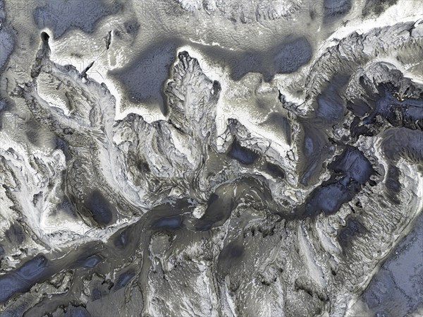 Mud pot, Fjallabak Nature Reserve, drone shot, Sudurland, Iceland, Europe