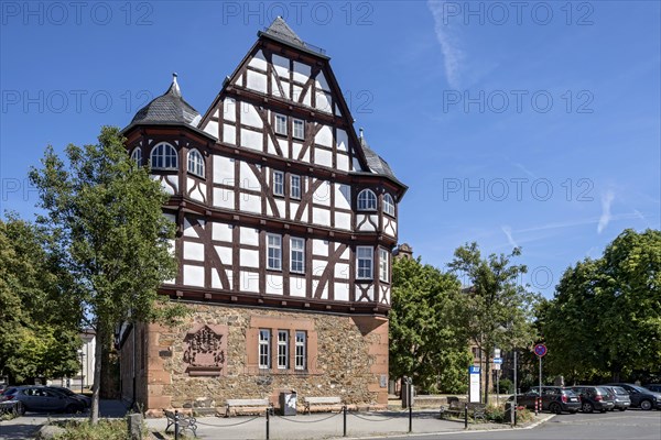 New castle, half-timbered building, Gothic palace then Renaissance castle, Justus Liebig University JLU, old town, Giessen, Giessen, Hesse, Germany, Europe