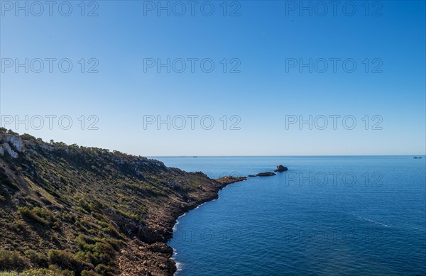 Toro island seen from the former restricted military area of the Toro peninsula, Majorca, Balearic Islands, Spain, Europe