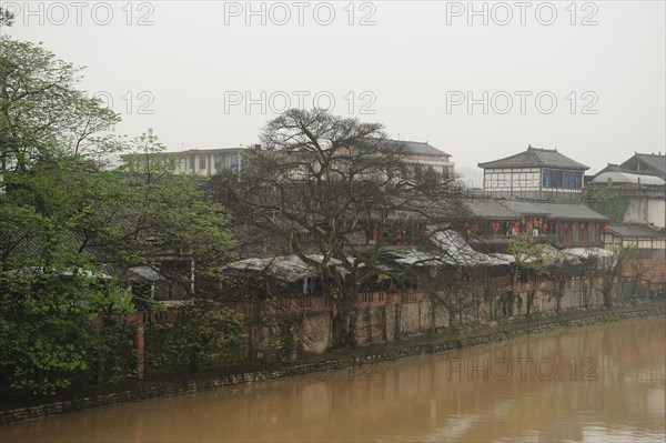 Pingle old village, river, travel, sichuan, china