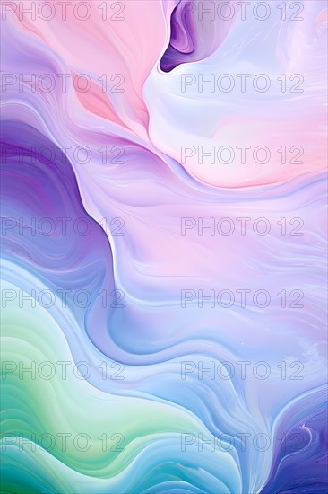 Abstract pastel painting with flowing lines intertwine organic shapes symbolizing springs awake, AI generated