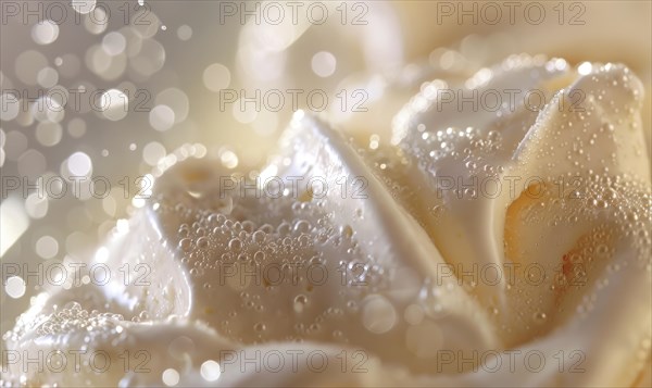 Close-up of melting vanilla ice cream, abstract background with ice cream close up view AI generated