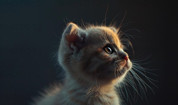 A small kitten captured in a backlit portrait during the golden hour AI generated