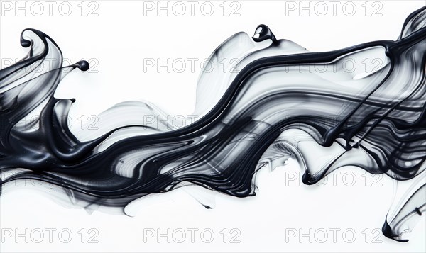 A brush glides across a white canvas. Black, gray and white dramatic strokes. Abstract background AI generated