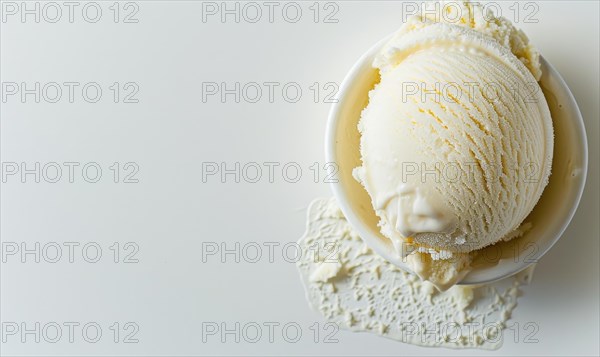 Ice cream scoop on white background, closeup AI generated