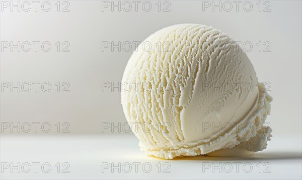 Vanilla ice cream scoop on white background AI generated