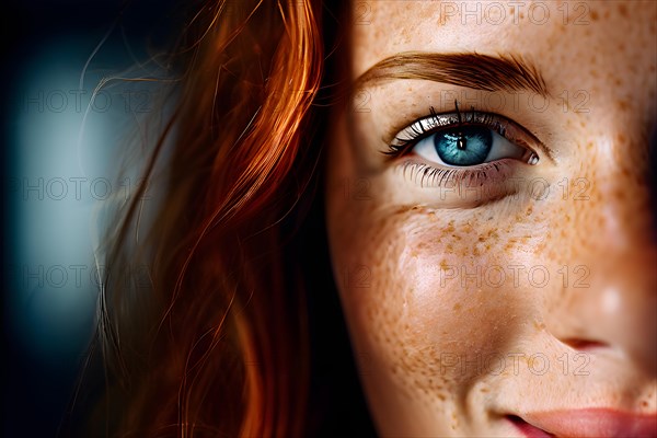 Face showing laughter lines freckles and the natural texture of skin, AI generated