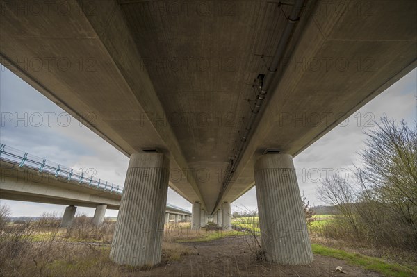 Viaduct on the A 20 Luebeck-Rostock motorway, Mecklenburg-Western Pomerania, Germany, Europe