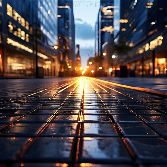 Smart pavement underfoot captures phase of change from each tread embodies urban energy sustainability, AI generated
