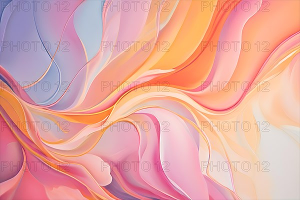 Abstract pastel painting with flowing lines intertwine organic shapes symbolizing springs awake, AI generated