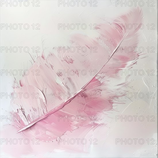 A soft feathery pastel pink brush stroke on white background AI generated
