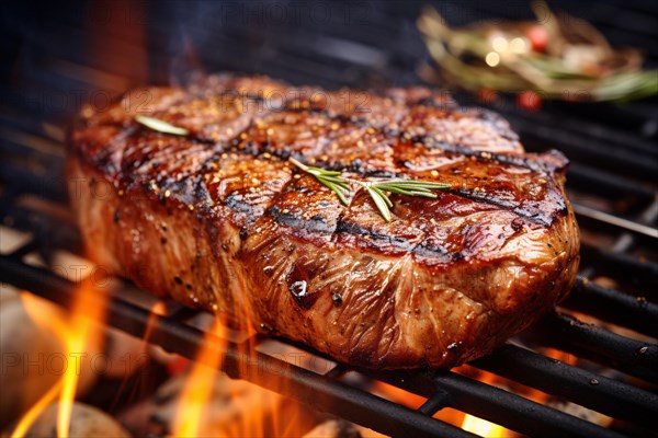Steak on barbeque grill. KI generiert, generiert, AI generated