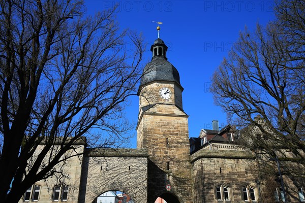 The historic old town of Coburg with a view of the town church of St Moriz. Coburg, Upper Franconia, Bavaria, Germany, Europe