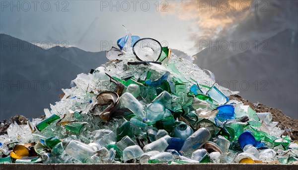 Old glass in a pile, AI generated, AI generated