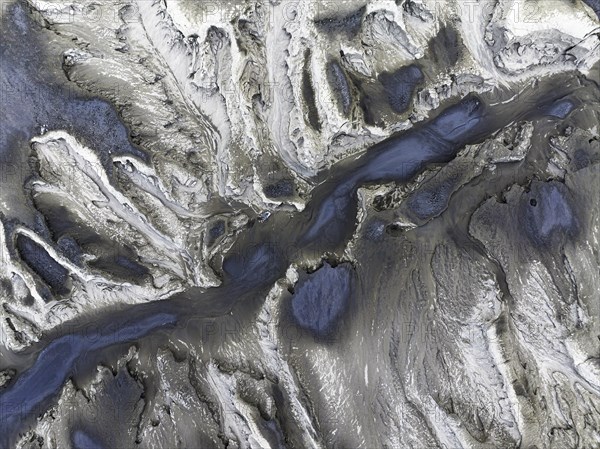 Mud pot, Fjallabak Nature Reserve, drone shot, Sudurland, Iceland, Europe