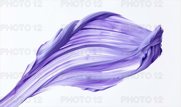 Brush stroke resembling a lily petal, in serene lavender color on white background AI generated