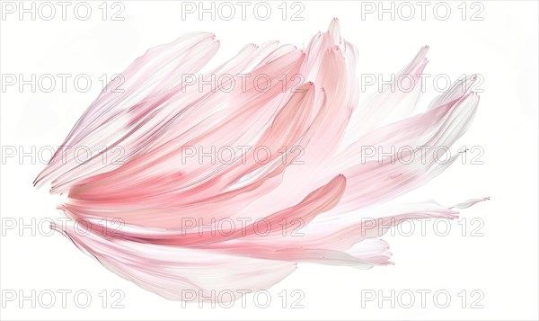 Pale pink daisy flower petals on white background AI generated