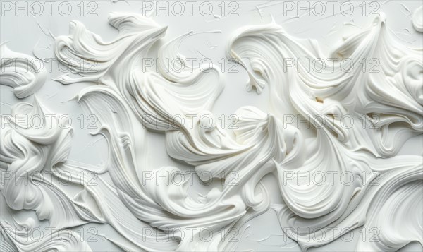 White paint brush stroke on white background. Abstract artistic background AI generated