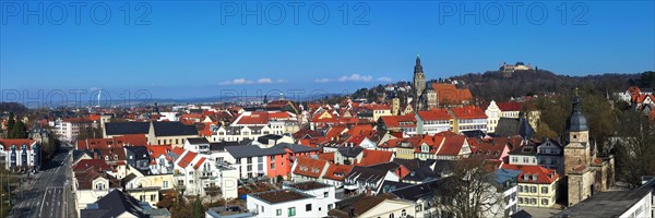 Aerial view of Coburg with a view of the historic old town centre. Dingolfing, Upper Franconia, Bavaria, Germany, Europe