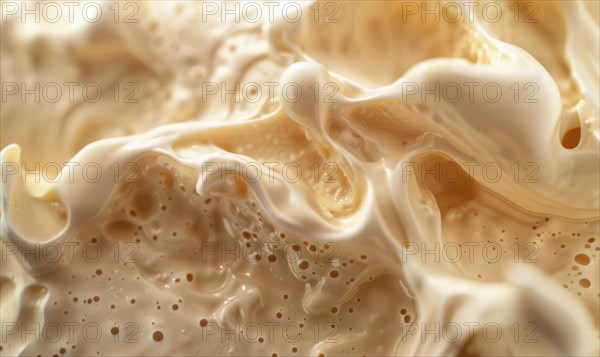 Close-up of melting vanilla ice cream, abstract background with ice cream close up view AI generated