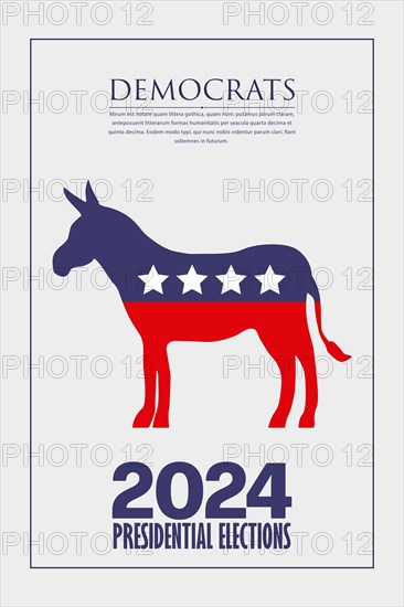 2024 Presidential text card for the democrats, copy space editable vector illustration